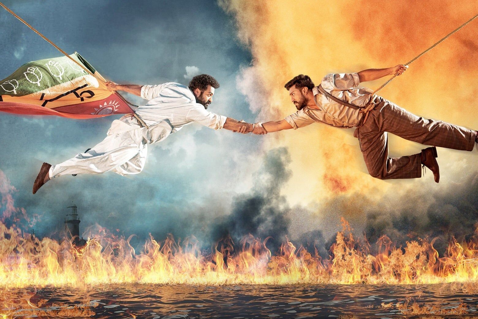 N.T. Rama Rao Jr. and Ram Charan in 'RRR.' Courtesy of Netflix..jpeg